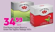 Five Roses Ceylon Blend Or Green Tea Tagless Teabags 100's Each