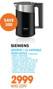 Siemens 1.5L Variable Temp Kettle TW86103P