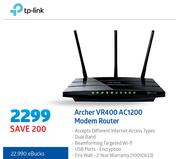 TP-Link Archer VR400 AC1200 Modem Router