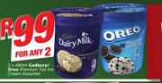 Cadbury/Oreo Premium Tub Ice Cream Assorted-2 x 480ml
