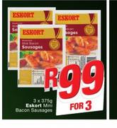 Eskort Mini Bacon Sausages-3 x 375g