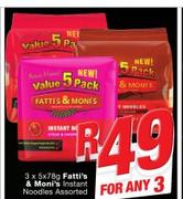 Fatti's & Moni's Instant Noodles Assorted-3 x 5 x 78g