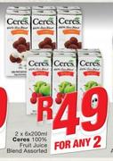 Ceres 100% Fruit Juice Blend Assorted-2 x 6 x 200ml