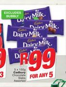Cadbury Chocolate Slabs Assorted-5 x 150g