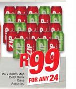 Zip Cold Drink Cans Assorted-24 x 330ml