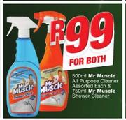 Mr Muscle All Purpose Cleaner Assorted-500ml Each & Mr Muscle Shower Cleaner-750ml For Both