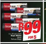 Supa Mama value Refuse bags-5 x 20 Per pack