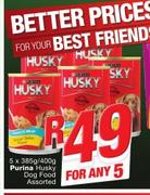 Purina Husky Dog Food assorted-5 x 385g/400g