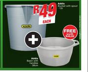 Addis 12Ltr Bucket With Spout With Free 38cm Addis Basin With Handles