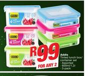 Addis Tinted Lunch Box/Container Set Assorted-For 2