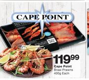 Cape Point Braai Prawns-400g Each