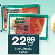 Checkers Housebrand Back/Streaky Bacon-200g Each