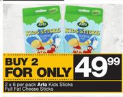 Aria Kids Sticks Full Fat Cheese Sticks-2 x 6 Per Pack