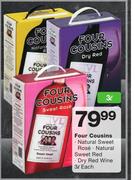 Four Cousins Natural Sweet Rose/Natural Sweet Red/Dry Red Wine-3Ltr Each