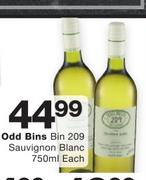 Odd Bins Bin 209 Sauvignon Blanc-750ml Each