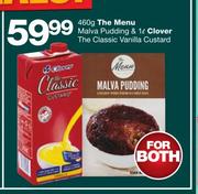 The Menu Malva Pudding-460g & Clover The Classic Vanilla Custard-1Ltr-For Both
