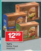 Tait's Melba Toast Assorted-100g Each