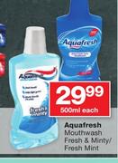 Aquafresh Mouthwash Fresh & Minty/Fresh Mint-500ml Each