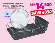 Chrome Dish Rack With Utensil Holder And Tray-Each