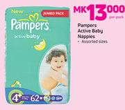 Pampers Active Baby Nappies In Assorted Sizes-Per Pack