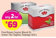 Five Roses Ceylon Blend Or Green-Tea Tagless Teabags-2X102's