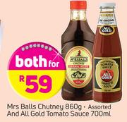 Mrs Balls Chutney 860g And All Gold Tomato Sauce 700ml-For Both