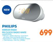 Philips Mirror Finish FM Clock Radio White AJ2000 WHITE