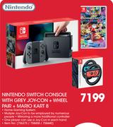 Nintendo Switch Console With Grey Joy-Con+Wheel Pair+Mario Kart 8