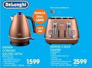 DeLonghi Distinta Cordless Electric Kettle And DeLonghi Distinta 4 Slice Toaster-Bundle 