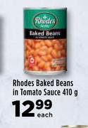 Rhodes Baked Beans In Tomato Sauce-410g Each