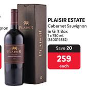 Plaisir Estate Cabernet Sauvignon In Gift Box-750ml Each