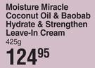 African Pride Moisture Miracle Coconut Oil & Baobab Hydrate & Strengthen Leave In Cream-425g
