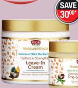 African Pride Moisture Miracle Coconut Oil & Baobab Hydrate & Strengthen Leave In Cream-425g