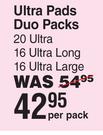 Libresse Ultra Pads Duo Packs 20 Ultra, 16 Ultra Long, 16 Ultra Large-Per Pack