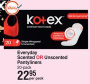 Kotex Everyday Scented Or Unscented Pantyliners 20 Pack-Per Pack