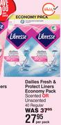Libresse Dailies Fresh & Protect Liners Economy Pack Scented Or Unscented 40 Regular-Per Pack