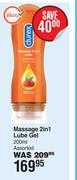 Durex Massage 2 In 1 Lube Gel Assorted-200ml