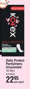 Kotex Daily Protect Pantyliners Unscented 18 Slim-Per Pack