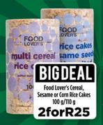 Food Lover's Cereal Sesame Or Corn Rice Cakes-2 x 100g/110g