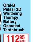 Oral-B Pulsar 3D Whitening Therapy Battery Operated Toothbrush-Each