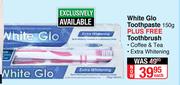 White Glo Toothpaste 150g Plus Free Toothbrush-Each