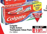 Colgate Triple Action Toothpaste Value Pack-2 x 100ml Per Pack