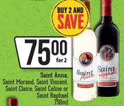 Saint Anna, Saint Morand, Saint Vincent, Saint Claire, Saint Celine Or Sant Raphael-For 2 x 750ml