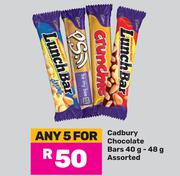 Cadbury Chocolate Bars Assorted-For Any 5 x 40g/48g