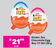 Kinder Joy Chocolate Egg (Boy or Girl)-20g Each