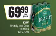 KWV Brandy & Cola Handies-6 x 275ml Per Pack