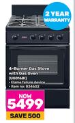 Univa 4 Burner Gas Stove With Gas Oven UG016BI