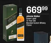 Johnnie Walker Green Label 15 Year Old Blended Scotch Whisky-750ml