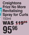 Creightons Frizz No More Revitalising Spray For Curls-150ml