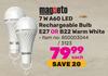 Magneto 7W A60 LED Rechargeable Bulb (E27 Or B22 Warm White)-Each